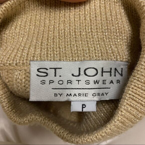 ST. John sportswear gold cable knit sweater size P - Picture 3 of 11